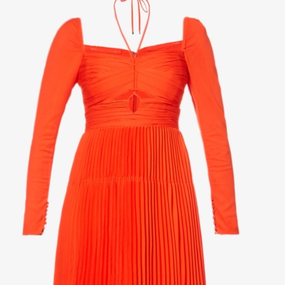 NWT Self-Portrait Red Stretch Crepe Halter Cut Out Midi Dress Size 04 - Picture 2 of 13